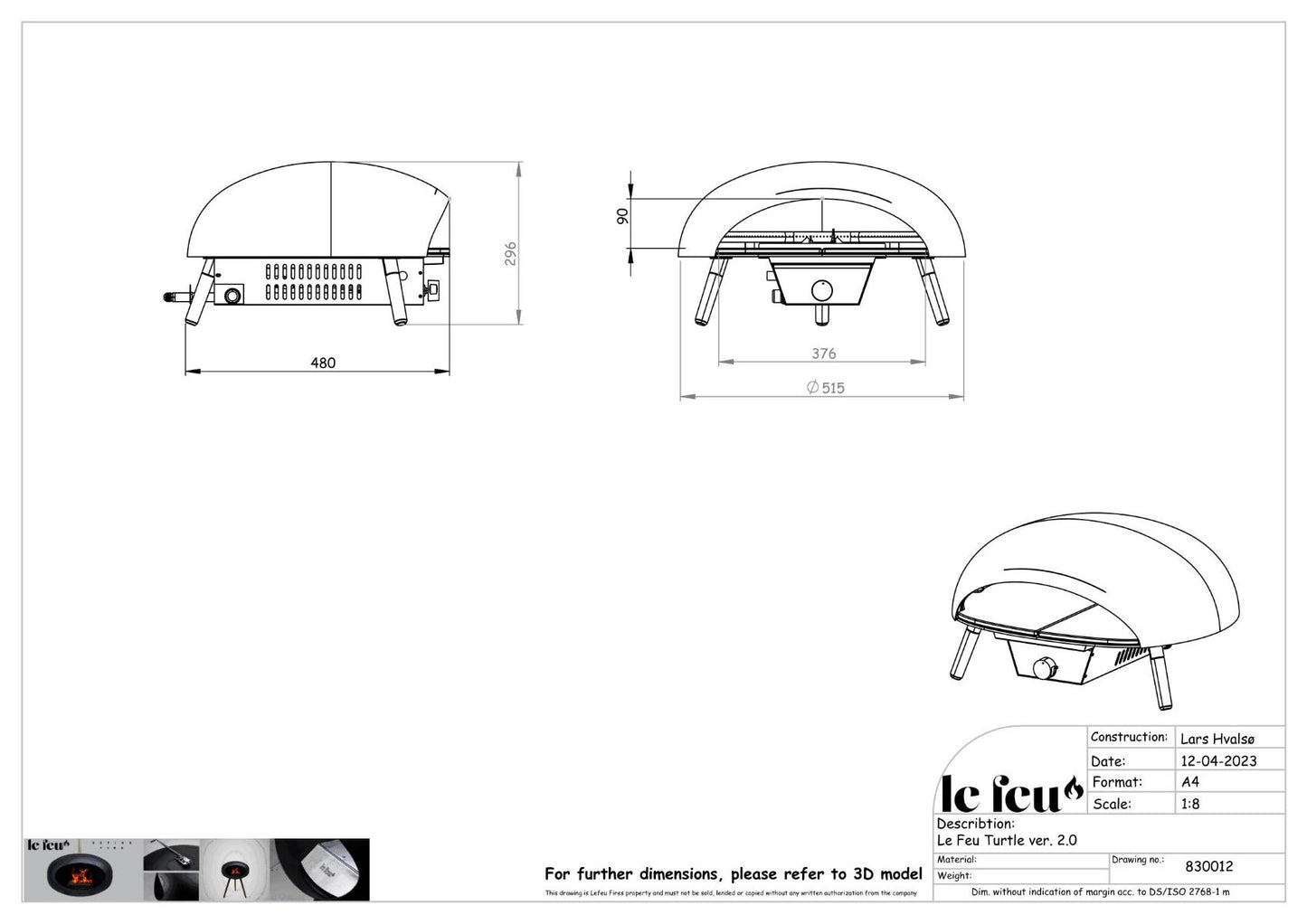 Le Feu Turtle 2.0 - Gas Powered Pizza Oven 830012