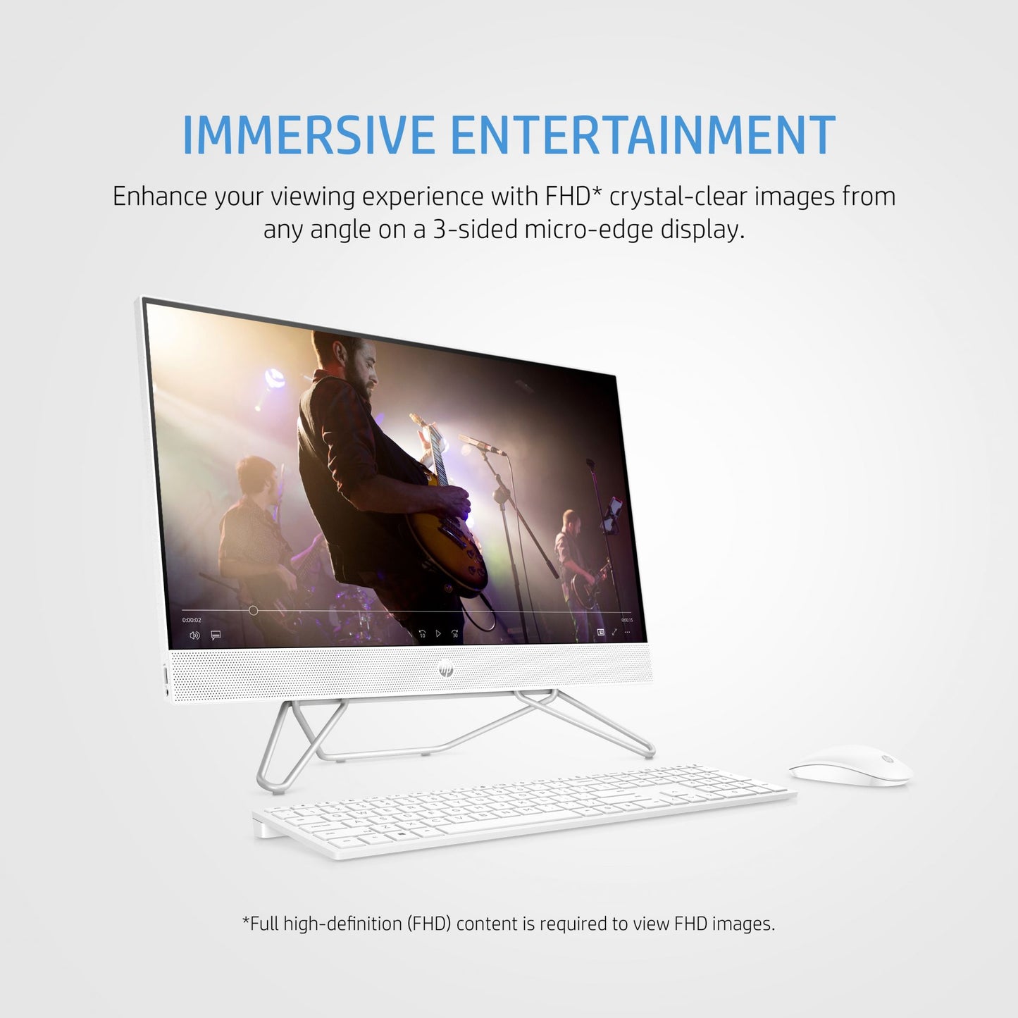 HP 24-cb0033na Intel® Celeron® 60.5 cm (23.8") 1920 x 1080 pixels 4 GB DDR4-SDRAM 256 GB SSD All-in-One PC Windows 11 Home Wi-Fi 5 (802.11ac) White