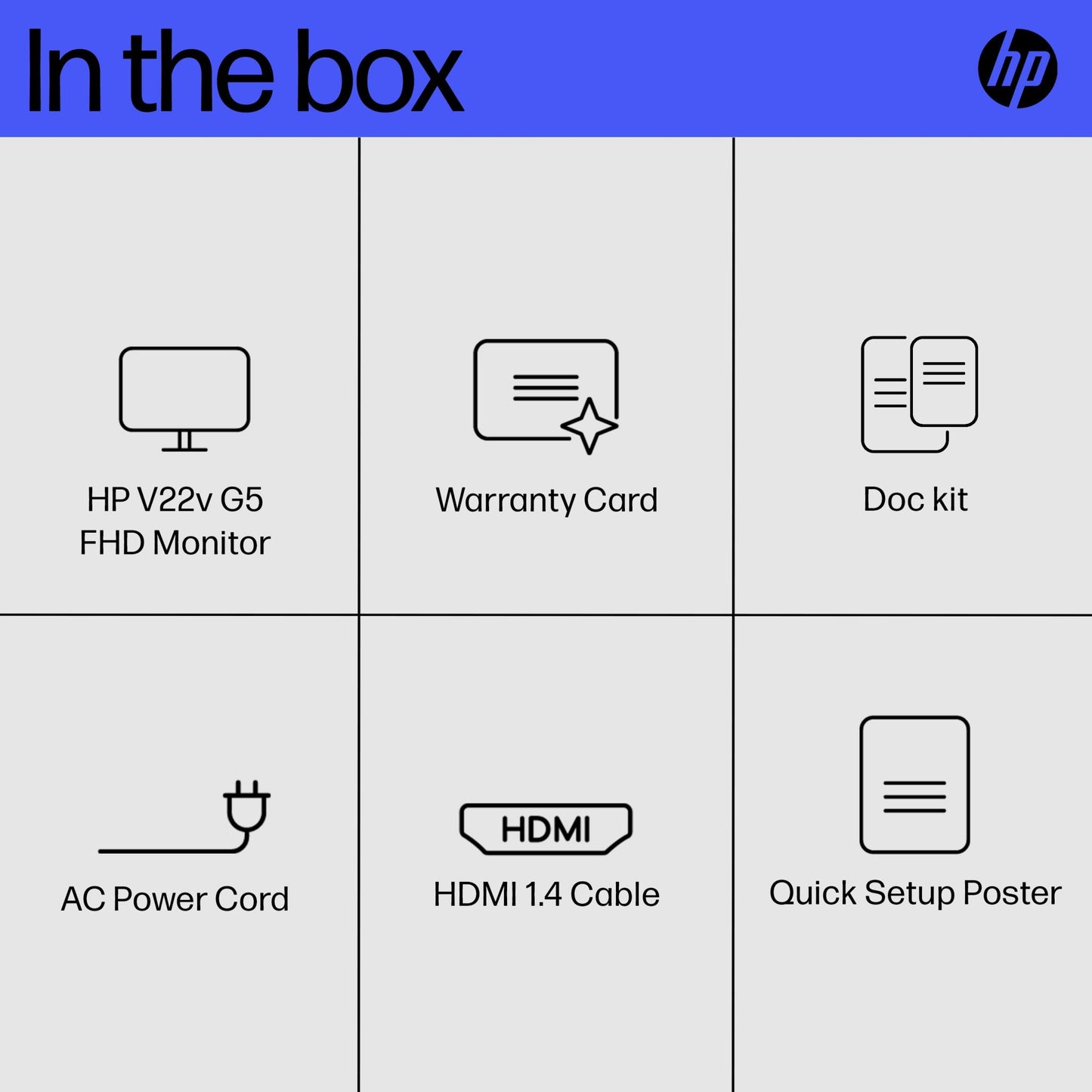 HP V22v G5 computer monitor 54.5 cm (21.4") 1920 x 1080 pixels Full HD Black