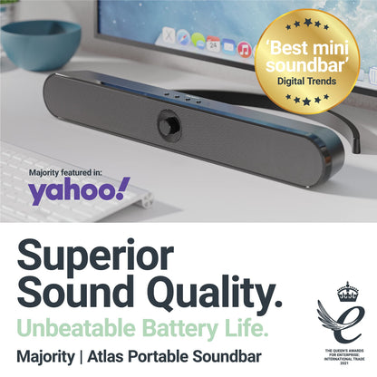 Majority Atlas Bluetooth PC TV Soundbar 20W Portable Speaker