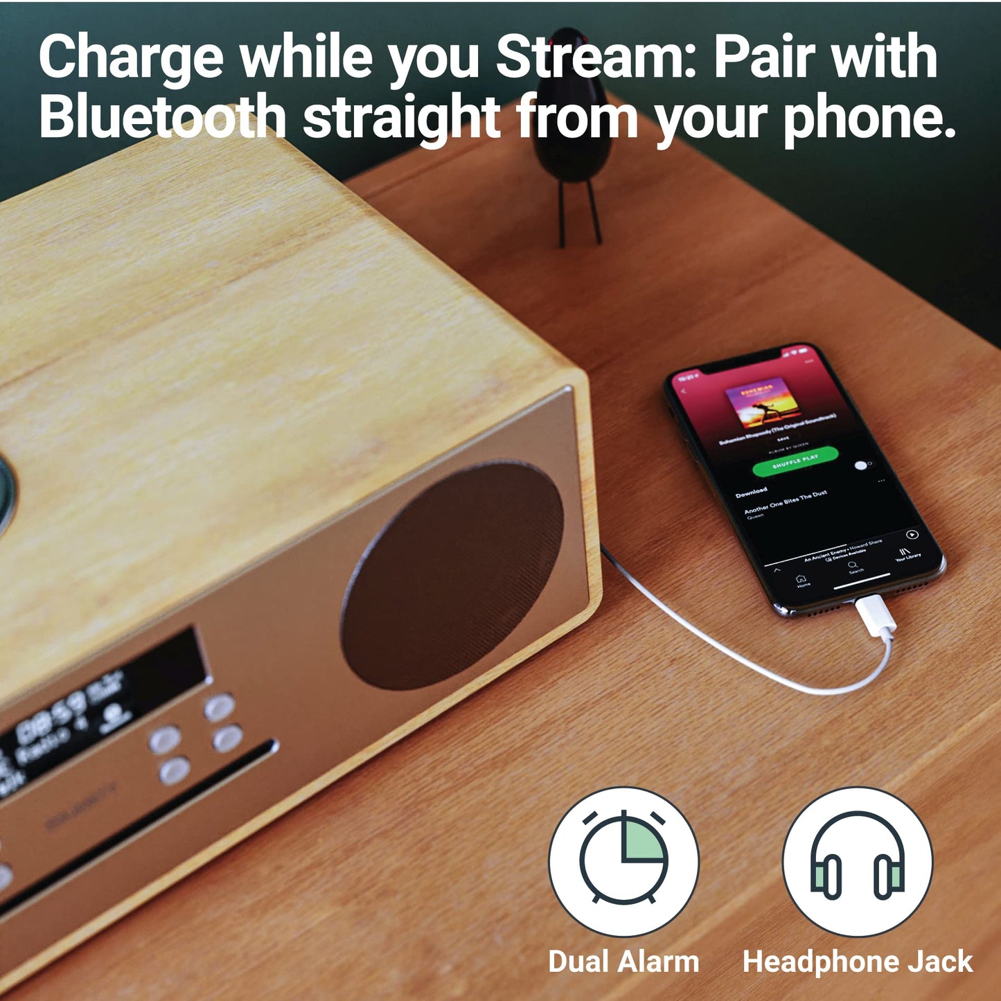 Majority Oakington Bluetooth Hi-Fi Compact Stereo System FM CD DAB Radio Oak