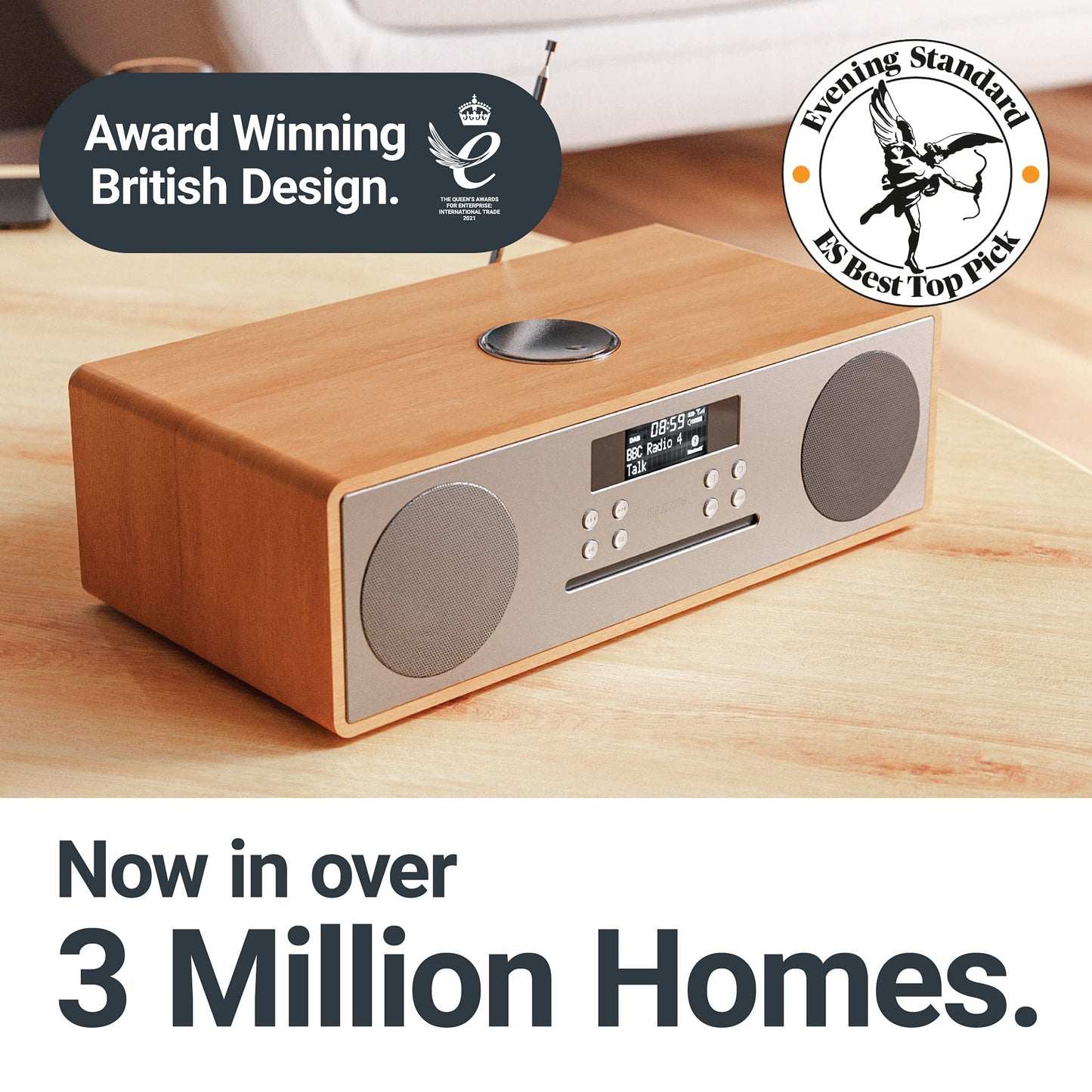 Majority Oakington Bluetooth Hi-Fi Compact Stereo System FM CD DAB Radio Oak