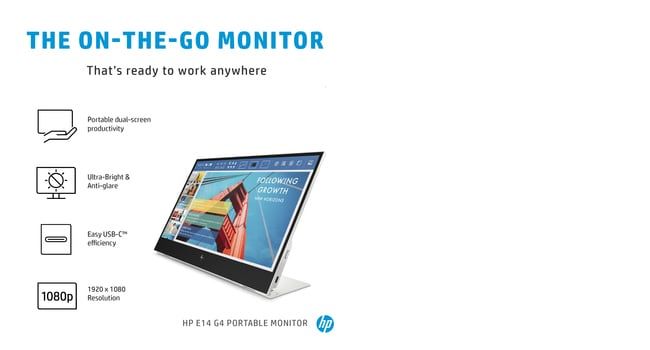 HP E-Series E14 G4 computer monitor 35.6 cm (14") 1920 x 1080 pixels Full HD LED White