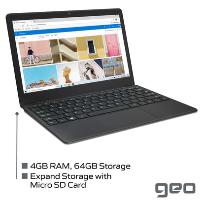Geo Computers GeoBook 2E 12.5-inch Laptop for Education - Intel Celeron, 4GB RAM, Windows 10 Pro Education