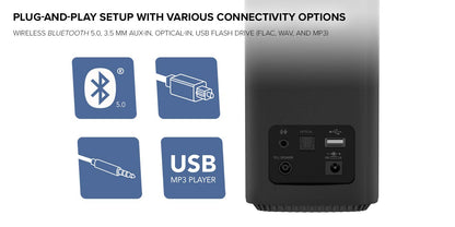 Creative T100 2.0 Compact Hi-Fi Desktop Speakers 80W Bluetooth 5.0