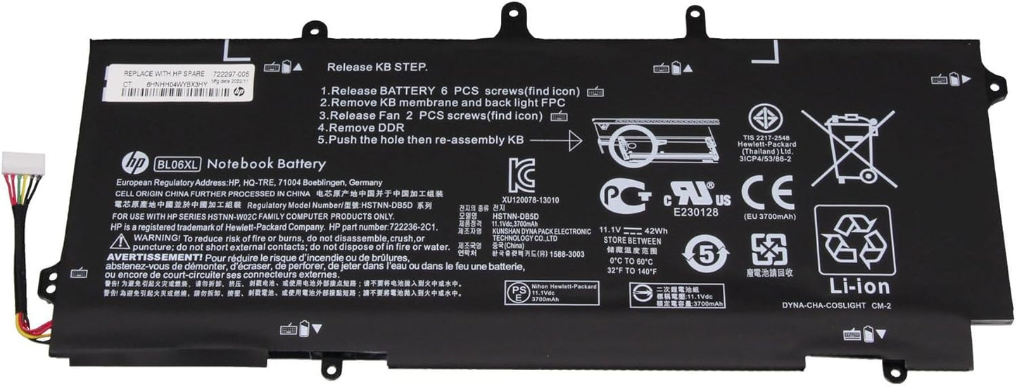 HP 722297-005 original battery 42Wh for Folio 1040/1040- G2