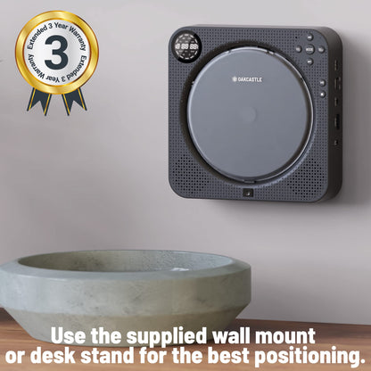 Oakcastle CD150 Wall Mountable Portable CD Player with Speakers