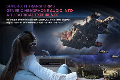 Creative SXFI Theater 2.4 GHz Low-Latency Wireless USB Headphones with Super X-Fi