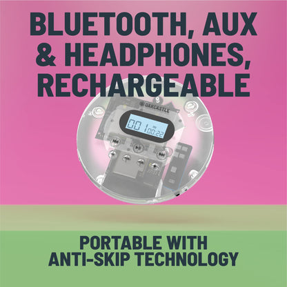 Majority Oakcastle CD100 Bluetooth Portable CD Player - Clear