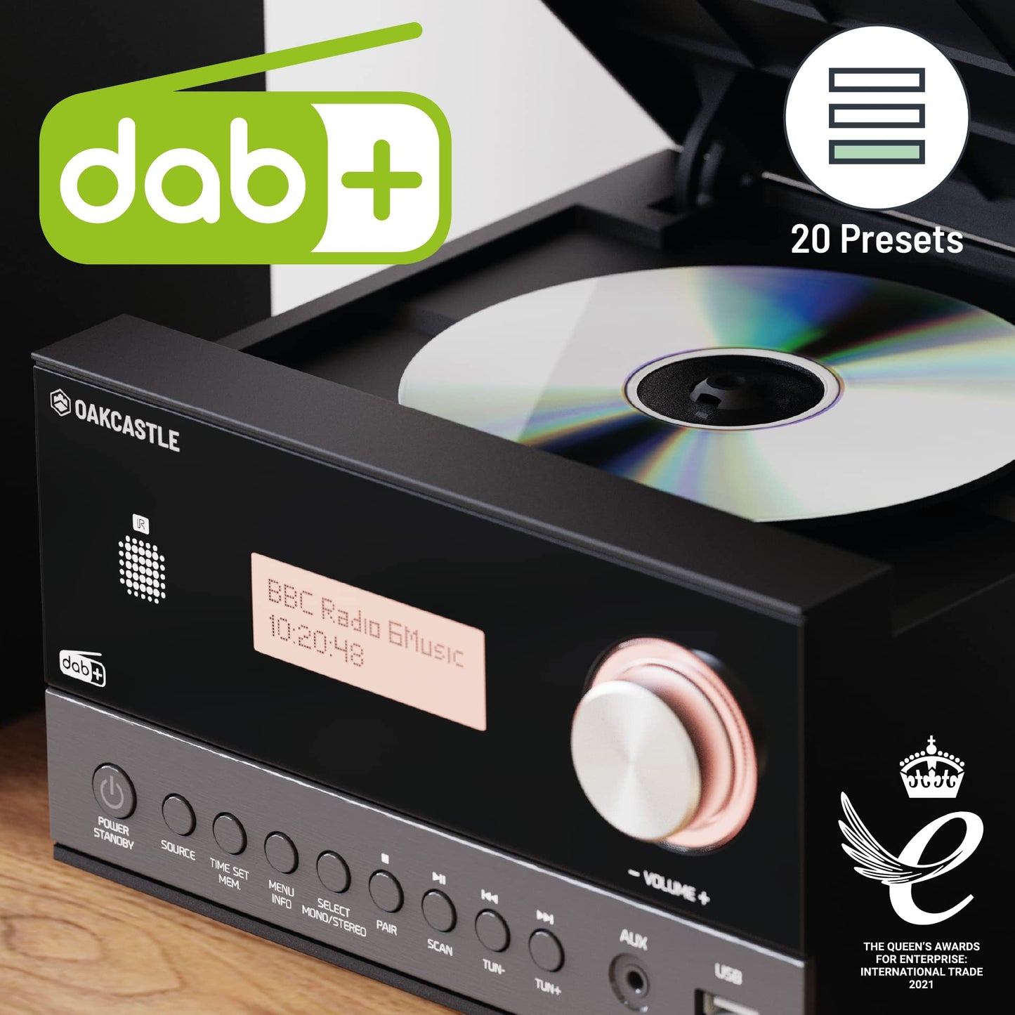Majority Oakcastle HIFI200 CD player with Bluetooth and DAB+ radio