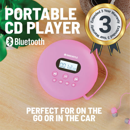 Majority Oakcastle CD100 Bluetooth Portable CD Player - Pink