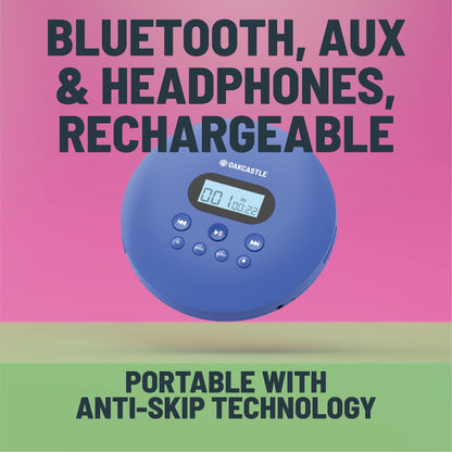 Oakcastle CD100 CD Walkman Blue Portable CD Player with Bluetooth