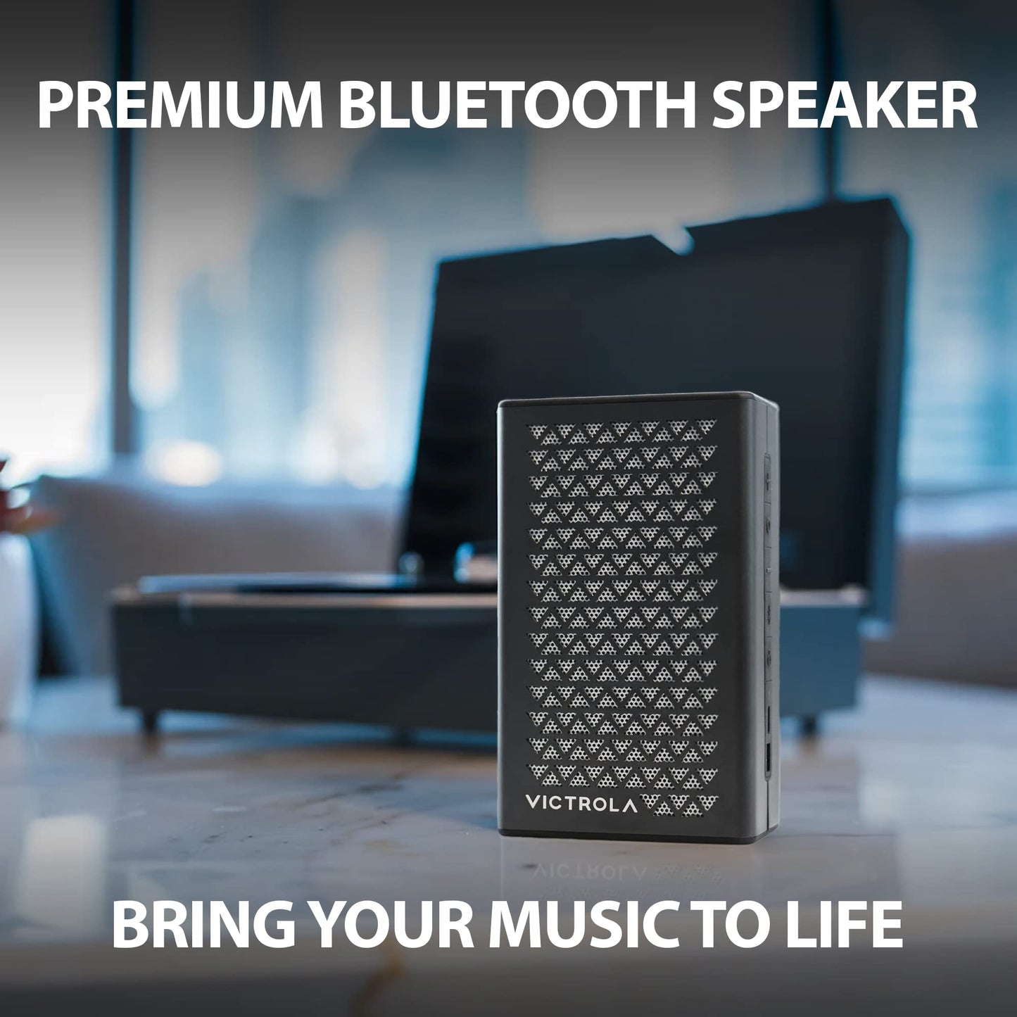 VICTROLA Music Edition 1 Portable Bluetooth Speaker, IP67 Water and Dust Resistant, 12 Hour Battery Life, Multi-Speaker Pairing, Premium Sound and Passive Bass Radiator, Black