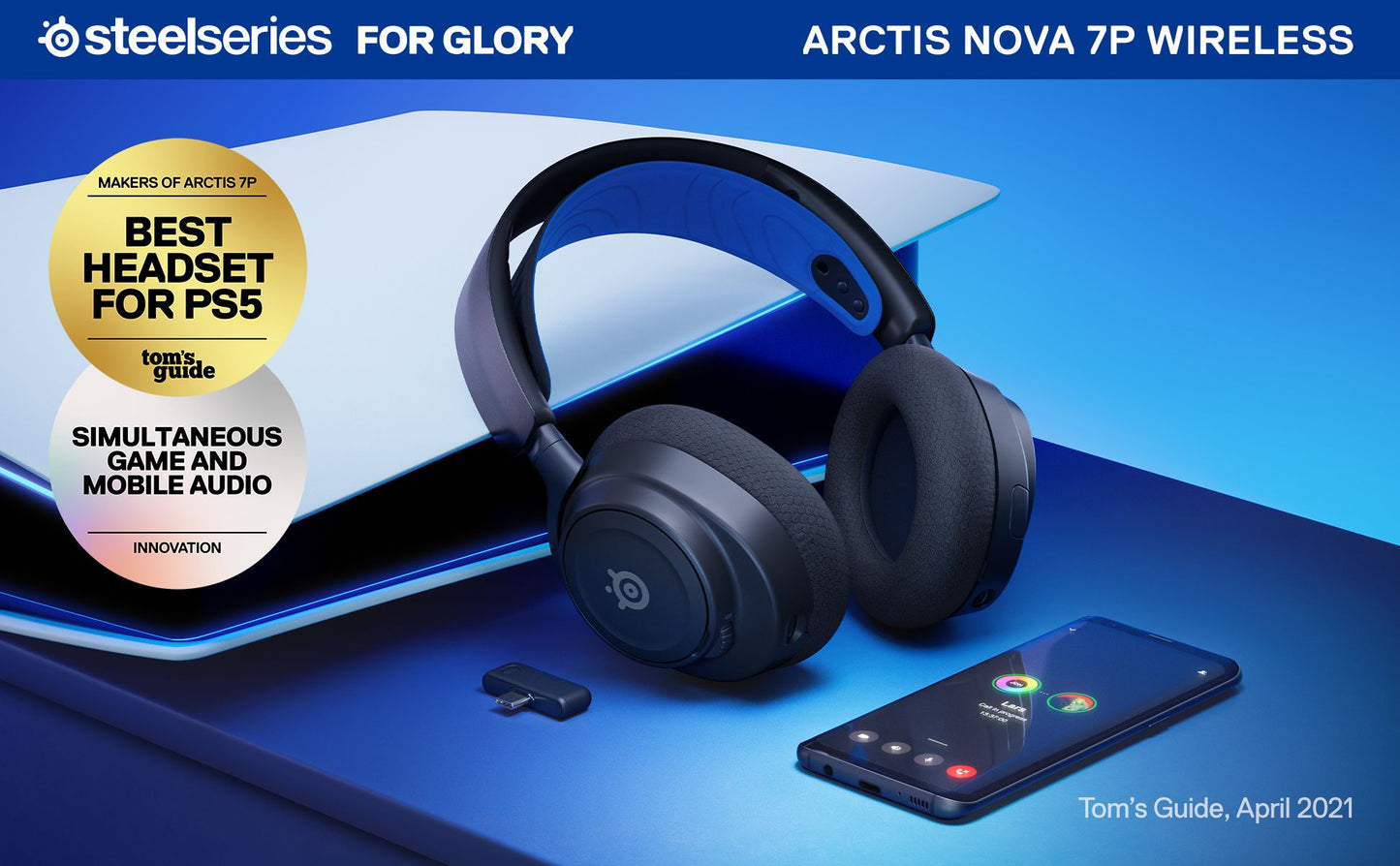 Steelseries Arctis Nova 7P Headset Wired & Wireless Head-band Gaming USB Type-C Bluetooth Black, Blue