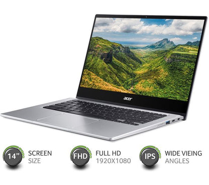 Acer Chromebook CP514-1H-R2BY 35.6 cm (14") Touchscreen Full HD AMD Ryzen™ 3 3250C 8 GB DDR4-SDRAM 128 GB Flash Wi-Fi 5 (802.11ac) ChromeOS Silver