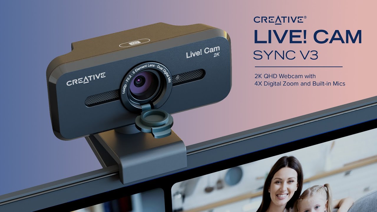 Creative Live! Cam Sync V3 2K QHD Webcam with 4X Digital Zoom and Built-in Mics
