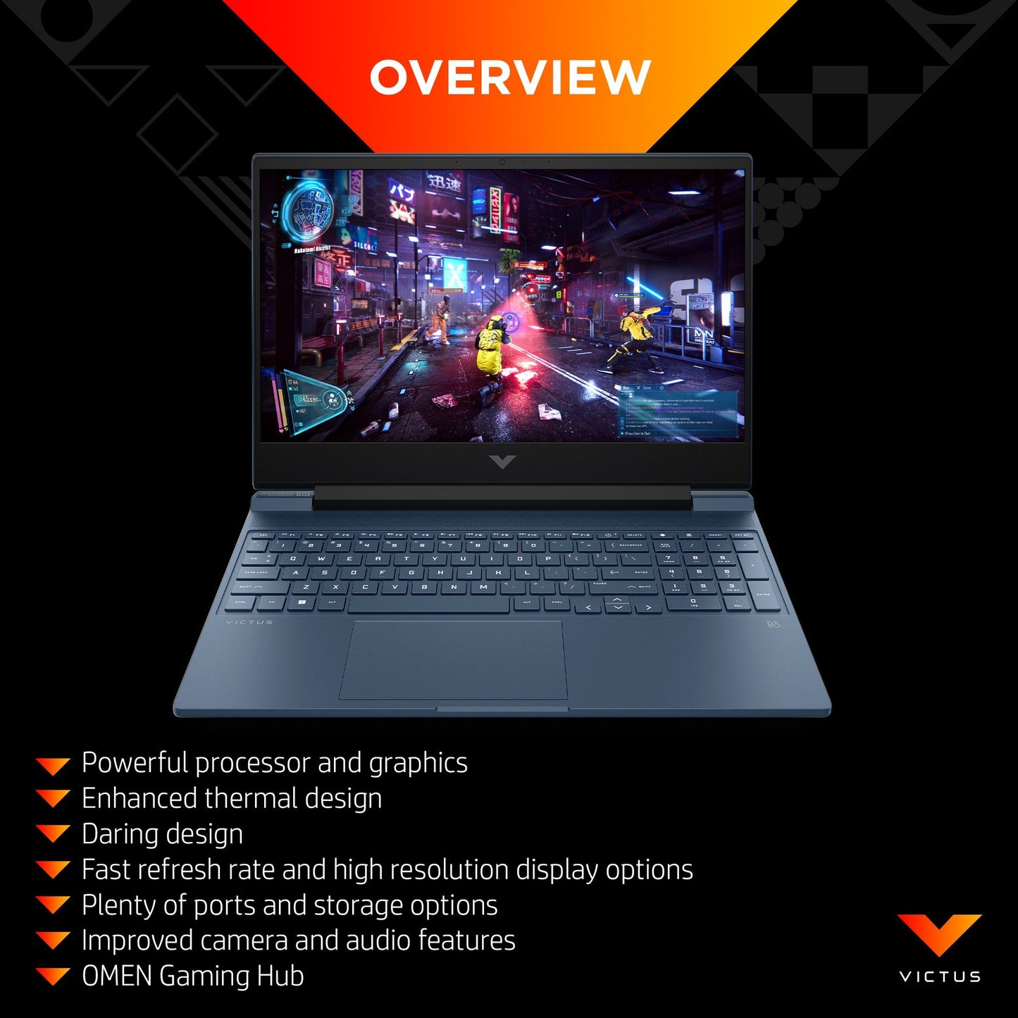 HP Victus Gaming 15-fa0017na Laptop 39.6 cm (15.6") Full HD Intel® Core™ i5 i5-12500H 8 GB DDR4-SDRAM 256 GB SSD NVIDIA® GeForce® GTX 1650 Wi-Fi 6 (802.11ax) Windows 11 Home Black