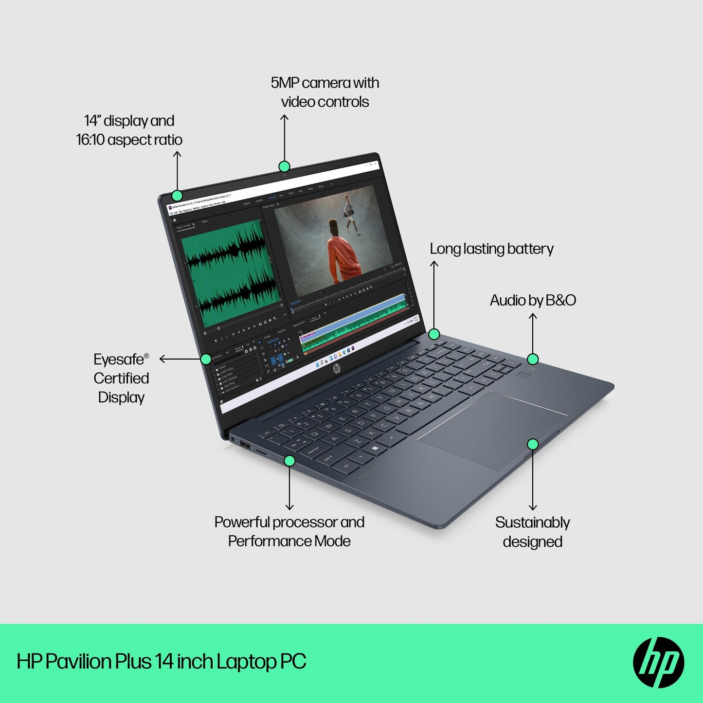 HP Pavilion Plus 14-eh0500sa Laptop 35.6 cm (14") 2.2K Intel® Core™ i5 i5-1240P 8 GB DDR4-SDRAM 512 GB SSD Wi-Fi 6E (802.11ax) Windows 11 Home Silver