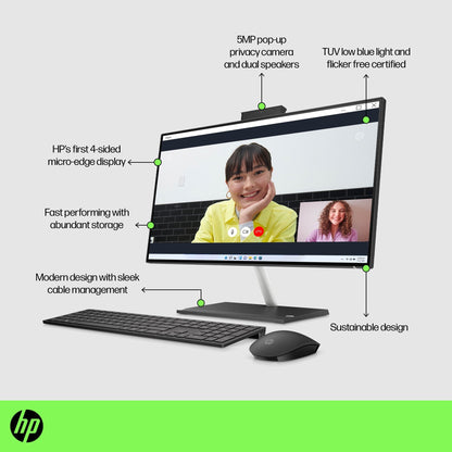 HP 24 -ck0000na AMD Ryzen™ 5 60.5 cm (23.8") 1920 x 1080 pixels 8 GB DDR4-SDRAM 256 GB SSD All-in-One PC Windows 11 Home Wi-Fi 5 (802.11ac) Black