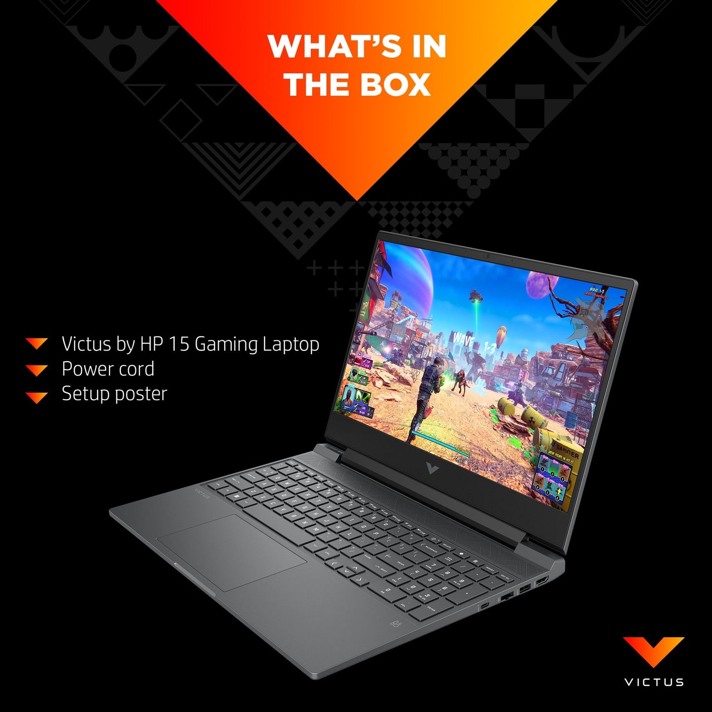HP Victus Gaming 15-fa0017na Laptop 39.6 cm (15.6") Full HD Intel® Core™ i5 i5-12500H 8 GB DDR4-SDRAM 256 GB SSD NVIDIA® GeForce® GTX 1650 Wi-Fi 6 (802.11ax) Windows 11 Home Black