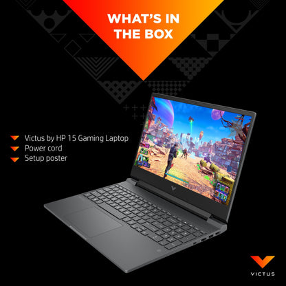 HP Victus Gaming 15-fa0017na Laptop 39.6 cm (15.6") Full HD Intel® Core™ i5 i5-12500H 8 GB DDR4-SDRAM 256 GB SSD NVIDIA® GeForce® GTX 1650 Wi-Fi 6 (802.11ax) Windows 11 Home Black