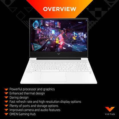 HP Victus Gaming 15-fa0017na Laptop 39.6 cm (15.6") Full HD Intel® Core™ i5 i5-12500H 8 GB DDR4-SDRAM 256 GB SSD NVIDIA® GeForce® GTX 1650 Wi-Fi 6 (802.11ax) Windows 11 Home Black