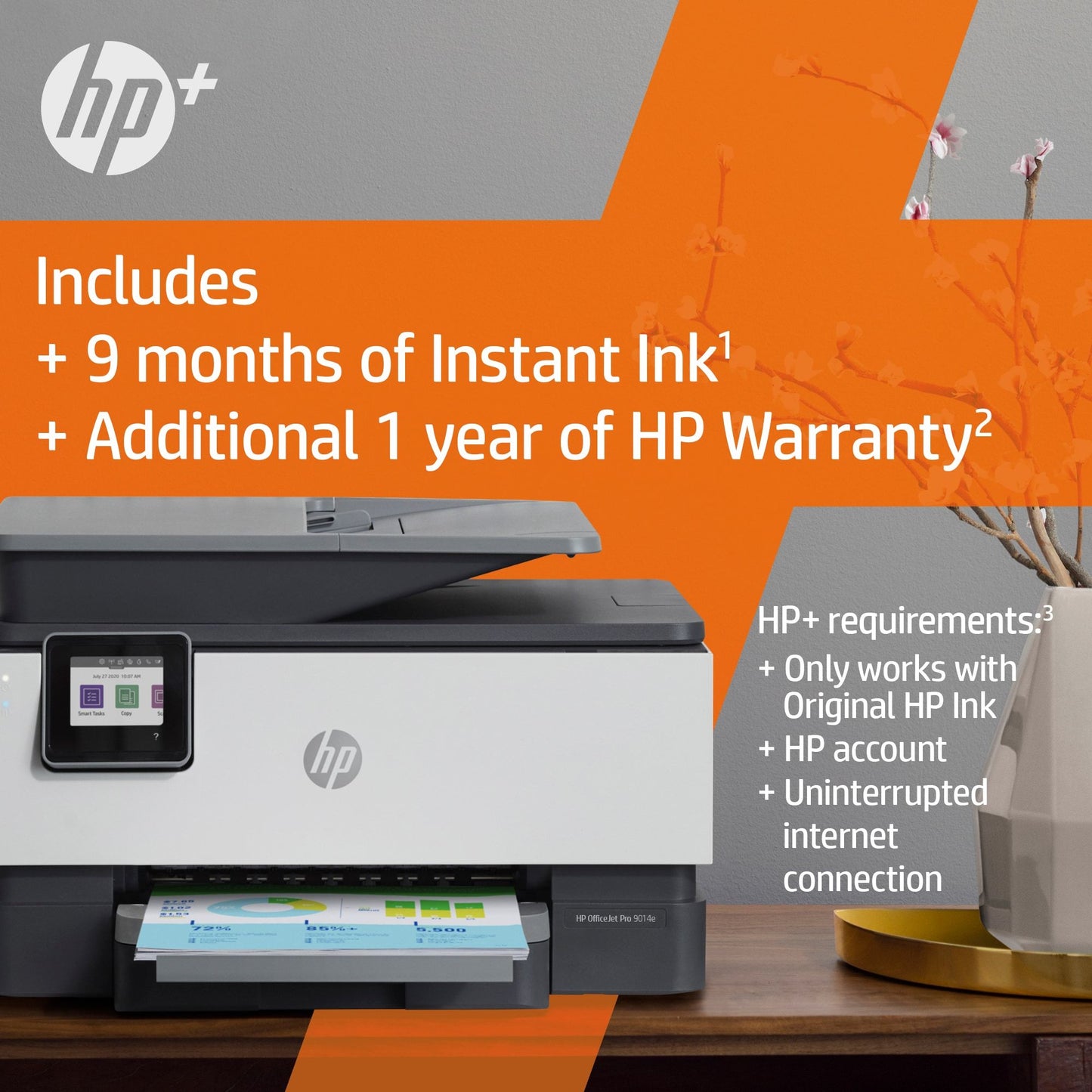 HP OfficeJet Pro HP 9014e All-in-One Printer, Color, Printer for Small office, Print, copy, scan, fax, HP+; HP Instant Ink eligible; Automatic document feeder; Two-sided printing