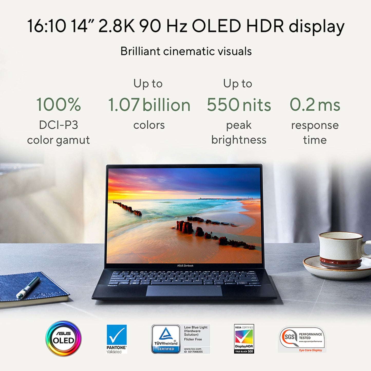 ASUS Zenbook 14 OLED UX3402VA-KN113W Laptop 35.6 cm (14") Touchscreen 2.8K Intel® Core™ i5 i5-1340P 16 GB LPDDR5-SDRAM 512 GB SSD Wi-Fi 6E (802.11ax) Windows 11 Home Blue