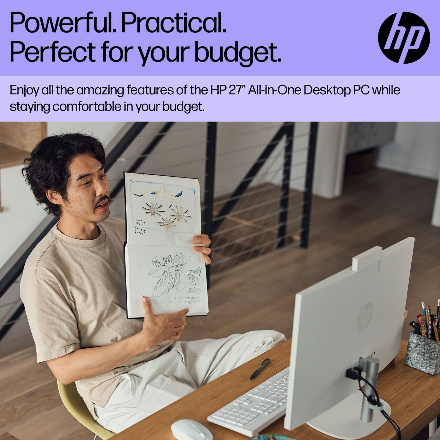 HP 27-cr0014na Intel® Core™ i5 68.6 cm (27") 1920 x 1080 pixels 16 GB DDR4-SDRAM 512 GB SSD All-in-One PC Windows 11 Home Wi-Fi 6 (802.11ax) White