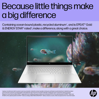HP ENVY 17-cr0003na Laptop 43.9 cm (17.3") Touchscreen Full HD Intel® Core™ i5 i5-1240P 8 GB DDR4-SDRAM 512 GB SSD Wi-Fi 6E (802.11ax) Windows 11 Home Silver