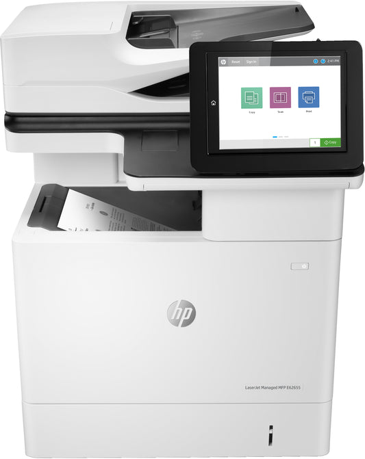 HP LaserJet Managed MFP E62655dn, Print, Copy, Scan and optional Fax, Scan to email; Two-sided printing; Two-sided scanning; 150-sheet ADF