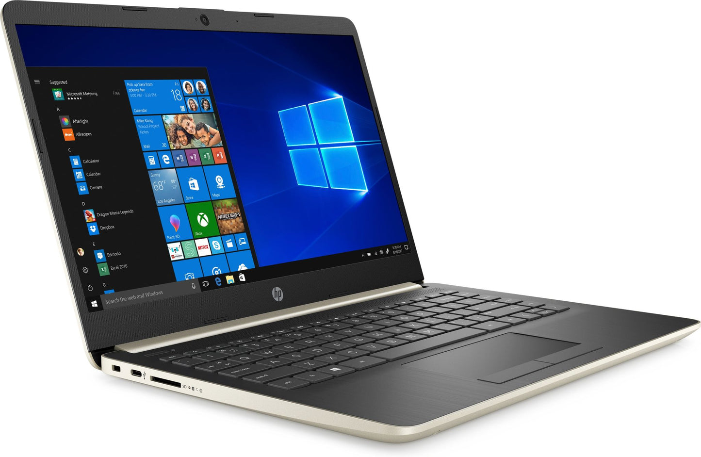 HP 14-cf0500sa Laptop 35.6 cm (14") Full HD Intel® Pentium® Gold 4417U 4 GB DDR4-SDRAM 128 GB SSD Wi-Fi 5 (802.11ac) Windows 10 Home Gold, Grey