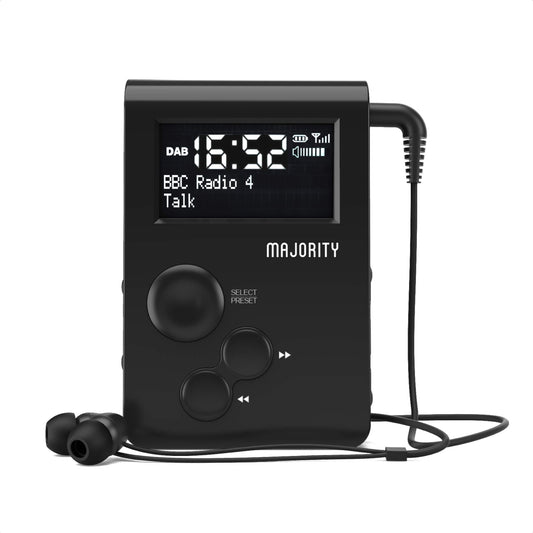 Majority Petersfield Go Digital Radio Pocket Mini DAB FM Clip-On LCD Display