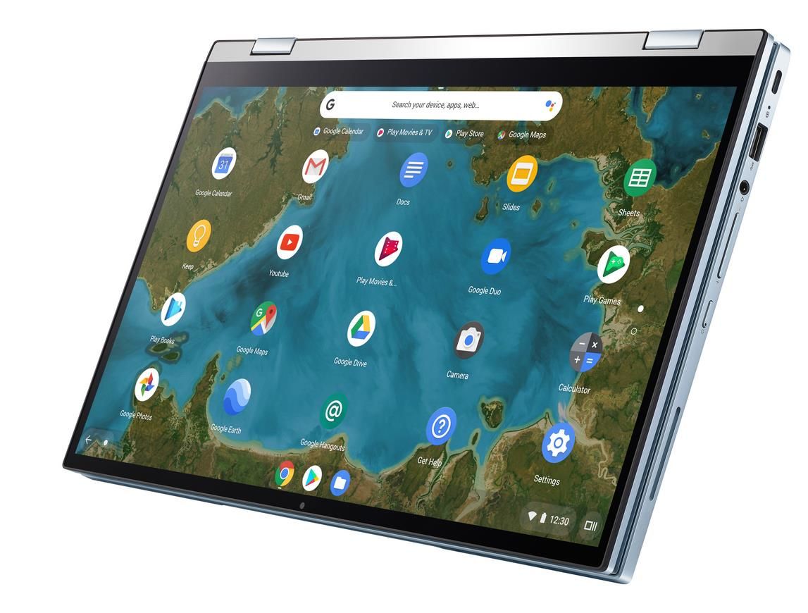 ASUS Chromebook Flip C433TA-AJ0005 laptop 35.6 cm (14") Touchscreen Full HD Intel® Core™ m3 m3-8100Y 4 GB LPDDR3-SDRAM 64 GB eMMC Wi-Fi 5 (802.11ac) ChromeOS Blue, Silver