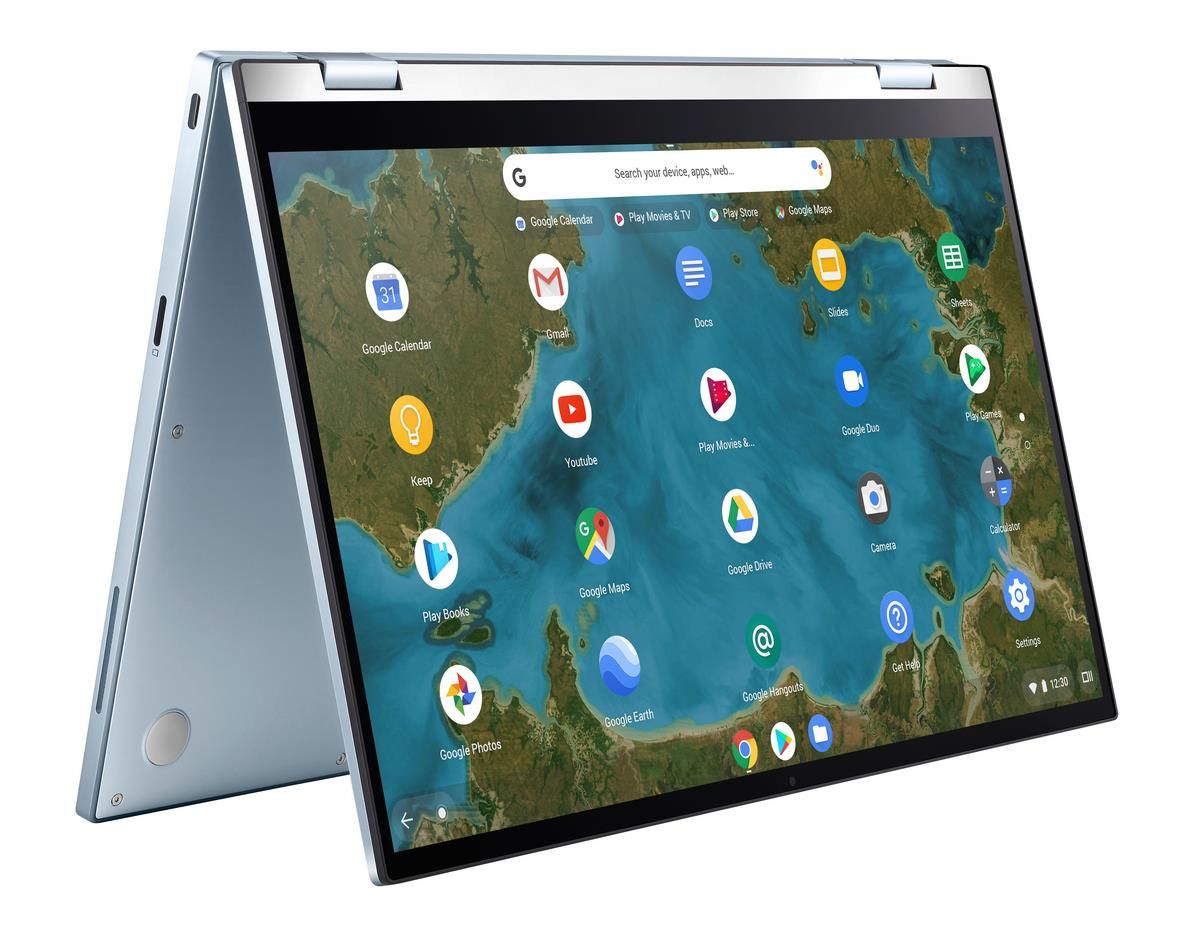 ASUS Chromebook Flip C433TA-AJ0005 laptop 35.6 cm (14") Touchscreen Full HD Intel® Core™ m3 m3-8100Y 4 GB LPDDR3-SDRAM 64 GB eMMC Wi-Fi 5 (802.11ac) ChromeOS Blue, Silver