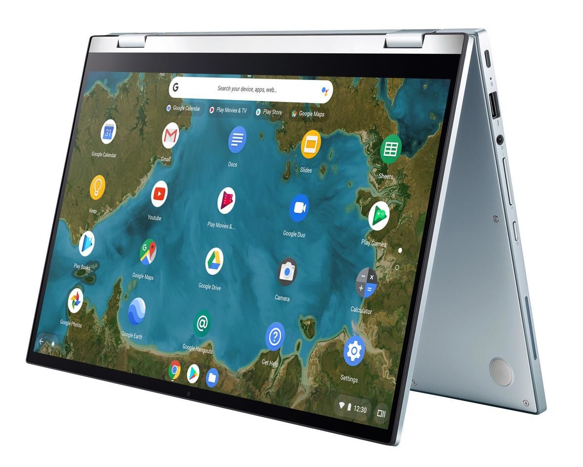 ASUS Chromebook Flip C433TA-AJ0005 laptop 35.6 cm (14") Touchscreen Full HD Intel® Core™ m3 m3-8100Y 4 GB LPDDR3-SDRAM 64 GB eMMC Wi-Fi 5 (802.11ac) ChromeOS Blue, Silver