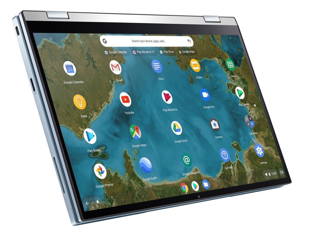 ASUS Chromebook Flip C433TA-AJ0005 laptop 35.6 cm (14") Touchscreen Full HD Intel® Core™ m3 m3-8100Y 4 GB LPDDR3-SDRAM 64 GB eMMC Wi-Fi 5 (802.11ac) ChromeOS Blue, Silver