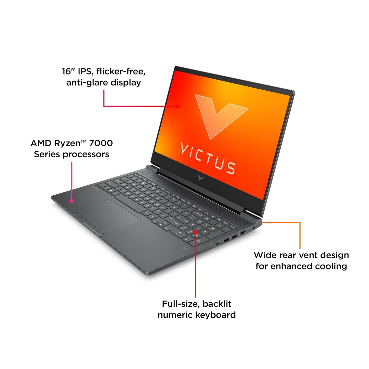 HP Victus Gaming 16-r0007na Laptop 40.9 cm (16.1") Full HD Intel® Core™ i5 i5-13500H 16 GB DDR5-SDRAM 512 GB SSD NVIDIA GeForce RTX 3050 Wi-Fi 6E (802.11ax) Windows 11 Home Black