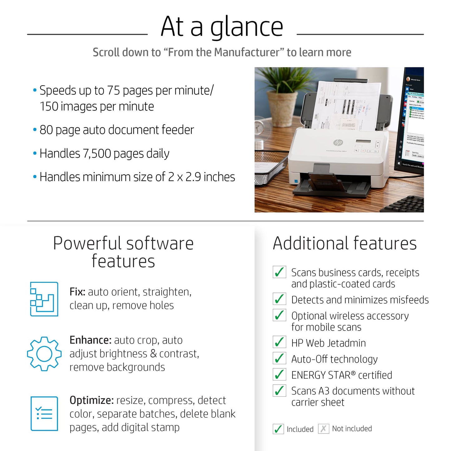 HP Scanjet Enterprise Flow 7000 s3 Sheet-fed scanner 600 x 600 DPI A4 White