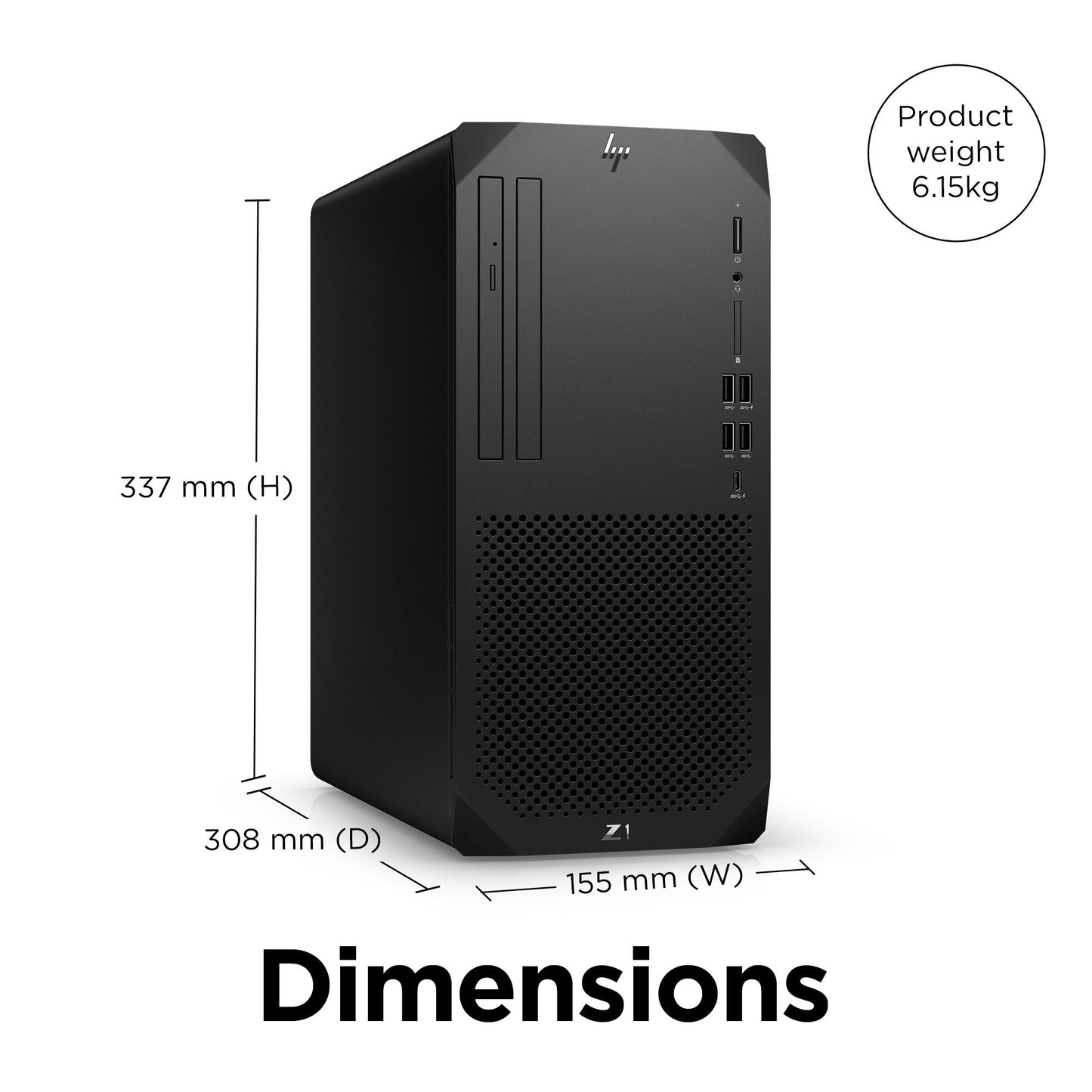 HP Z1 G9 Tower Intel® Core™ i7 i7-12700 16 GB DDR5-SDRAM 512 GB SSD NVIDIA GeForce RTX 3060 Windows 11 Pro Workstation Black