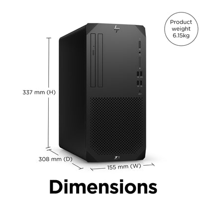 HP Z1 G9 Tower Intel® Core™ i7 i7-12700 16 GB DDR5-SDRAM 512 GB SSD NVIDIA GeForce RTX 3060 Windows 11 Pro Workstation Black