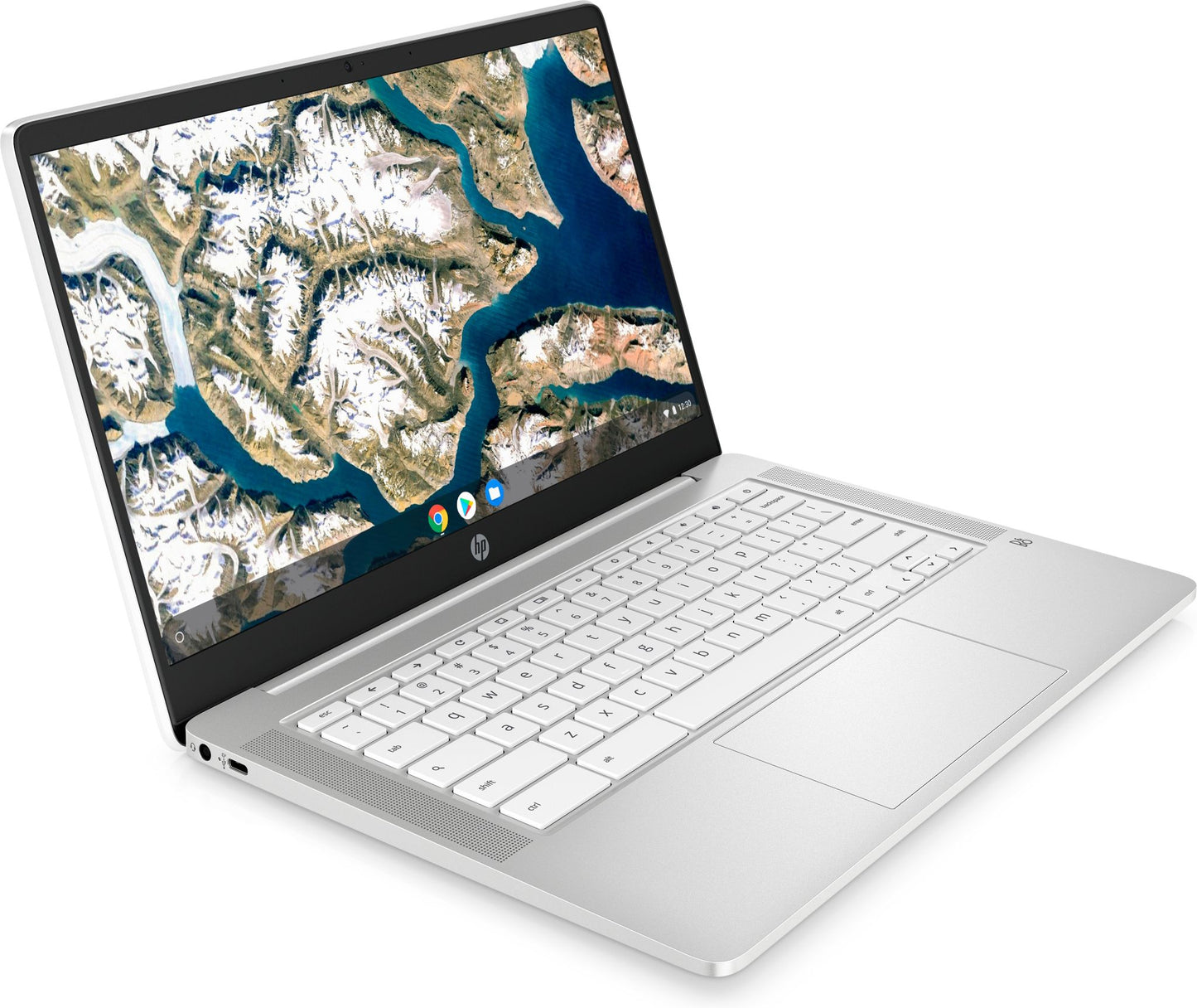 HP Chromebook 14a-na0503sa 35.6 cm (14") Full HD Intel® Celeron® N4020 4 GB LPDDR4-SDRAM 64 GB eMMC Wi-Fi 5 (802.11ac) ChromeOS Silver, White