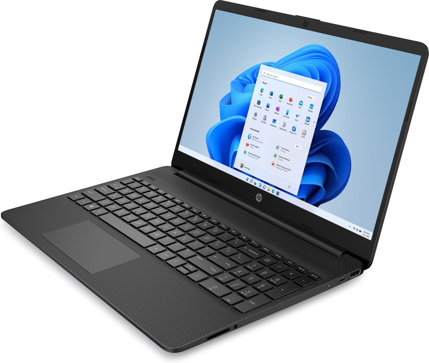HP 15s-fq0004na Laptop 39.6 cm (15.6") Full HD Intel® Pentium® Silver N5030 4 GB DDR4-SDRAM 128 GB SSD Wi-Fi 5 (802.11ac) Windows 11 Home in S mode Black