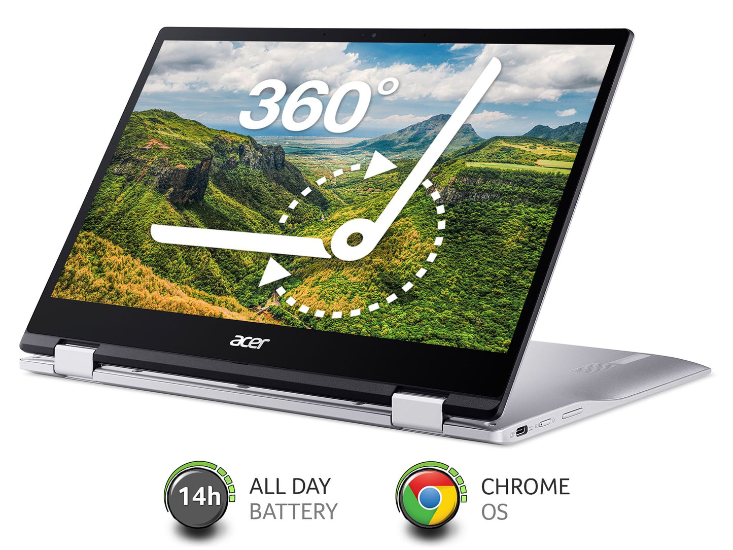 Acer Chromebook Spin 513 CP513-1H - (Qualcomm SC7180, 4GB RAM, 64GB eMMC, 13.3 inch Full HD Touchscreen Display, Chrome OS, Silver)
