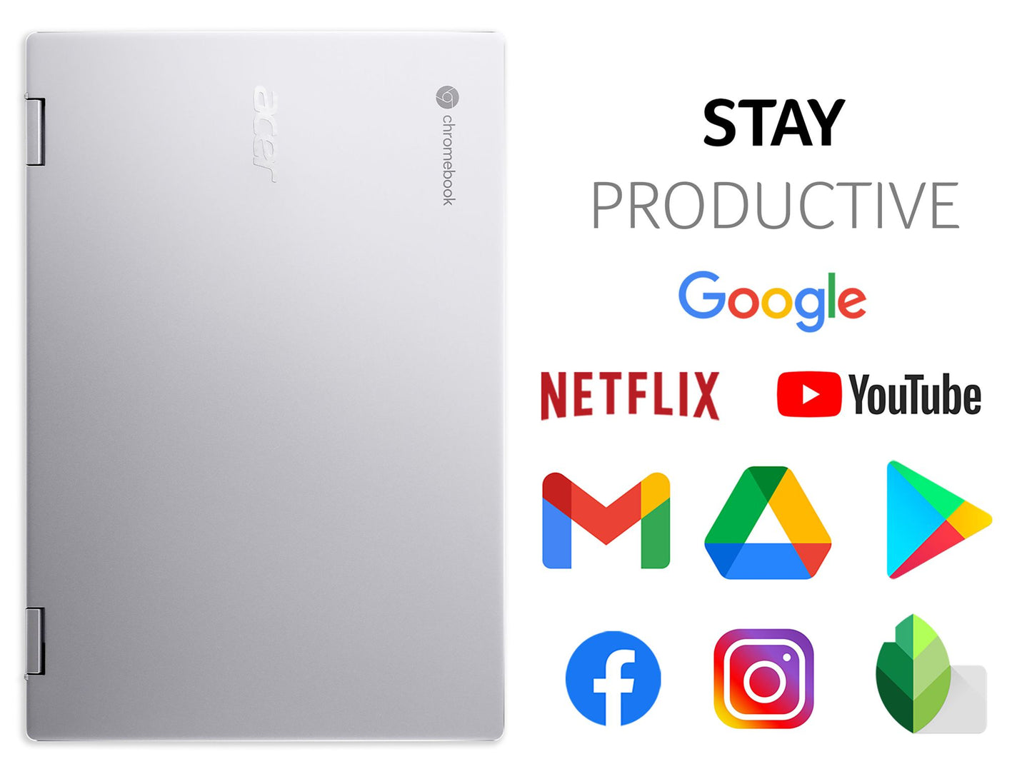 Acer Chromebook Spin 513 CP513-1H - (Qualcomm SC7180, 4GB RAM, 64GB eMMC, 13.3 inch Full HD Touchscreen Display, Chrome OS, Silver)