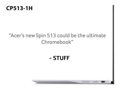 Acer Chromebook Spin 513 CP513-1H - (Qualcomm SC7180, 4GB RAM, 64GB eMMC, 13.3 inch Full HD Touchscreen Display, Chrome OS, Silver)
