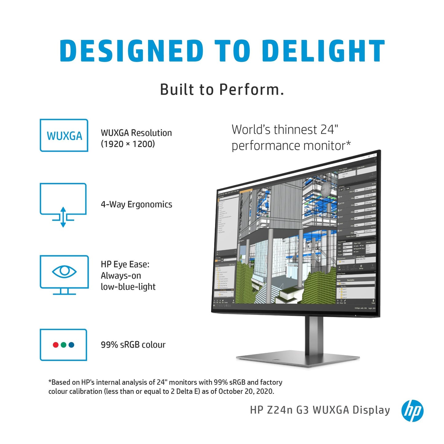HP Z24n G3 computer monitor 61 cm (24") 1920 x 1200 pixels WUXGA LED Silver