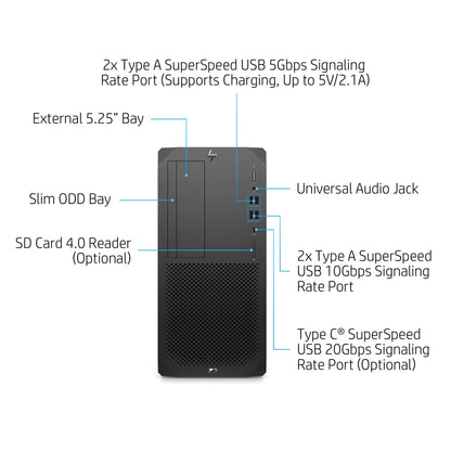 HP Z2 G8 Tower Intel® Core™ i7 i7-11700 16 GB DDR4-SDRAM 512 GB SSD Windows 10 Pro Workstation Black