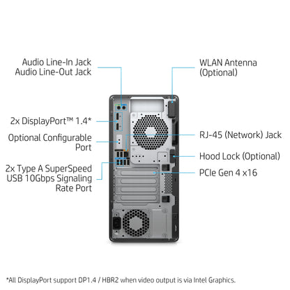 HP Z2 G8 Tower Intel® Core™ i7 i7-11700 16 GB DDR4-SDRAM 512 GB SSD Windows 10 Pro Workstation Black