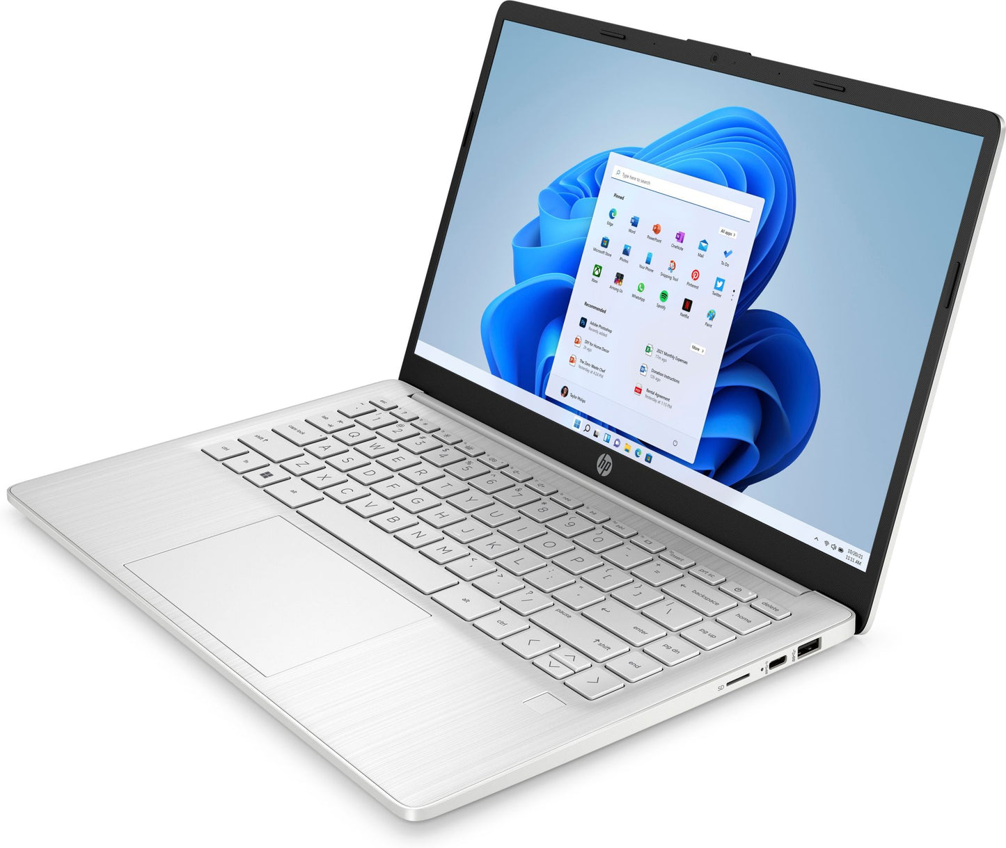 HP 14-eg0001na Laptop 35.6 cm (14") Full HD Qualcomm Snapdragon 7c Gen 2 4 GB LPDDR4x-SDRAM 128 GB eMMC Wi-Fi 5 (802.11ac) Windows 11 Home Silver